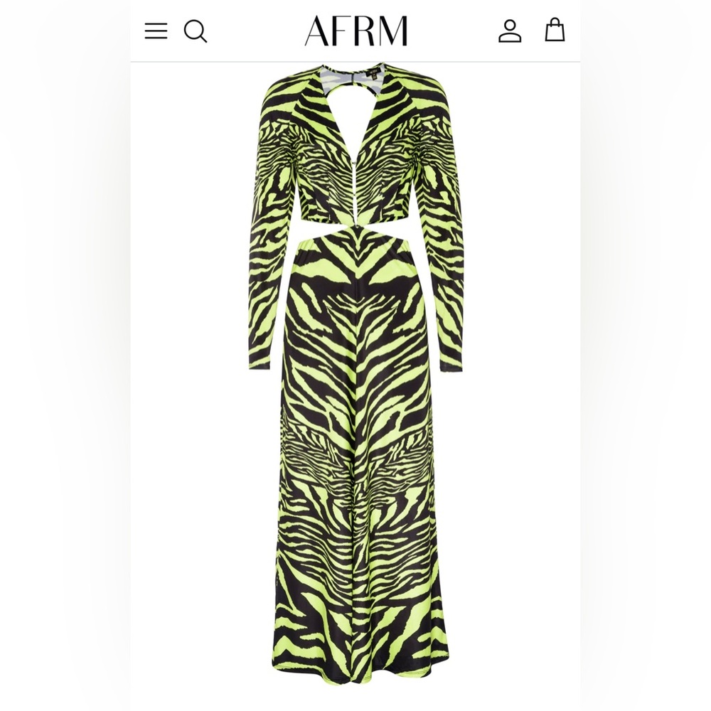 Afrm Assi Cutout Dress - Neon Zebra size M